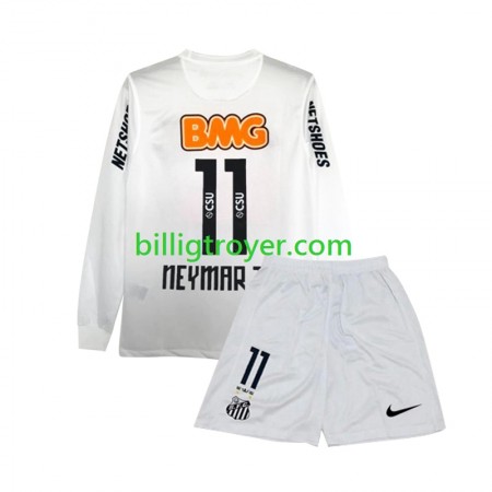 Billige Fotballdrakter Santos FC Neymar JR 11 Barn Retro Hjemmedraktsett 2011-2012 Langermet